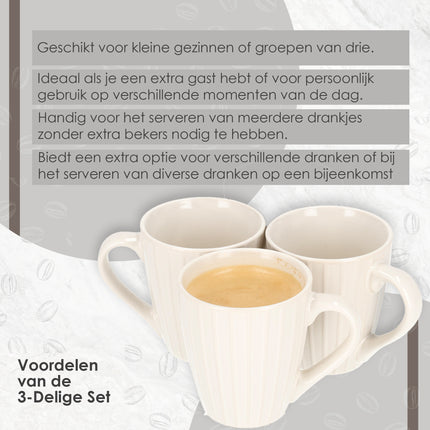 Koffiebekers Set - Koffiemokken met oor & Aardewerk Espresso kopjes 200 ml - Luxe Theemokken & Koffietassen