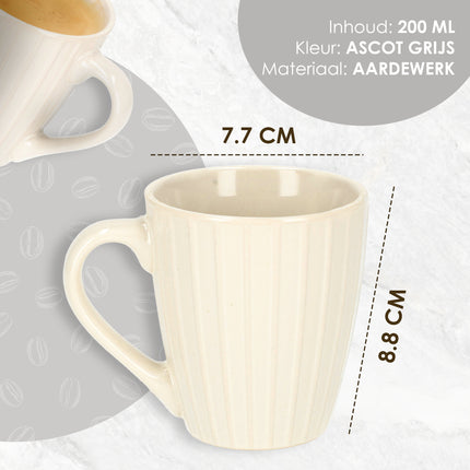 Koffiebekers Set - Koffiemokken met oor & Aardewerk Espresso kopjes 200 ml - Luxe Theemokken & Koffietassen