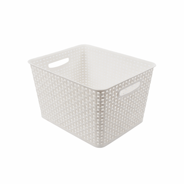 Witte Kunststof Opbergbak 17L – Opbergmand Zonder Deksel 36 x 29.5 x 22 cm | Opbergbox voor Keuken, Badkamer, Speelgoed, Kast en Huishoudelijke Organisatie