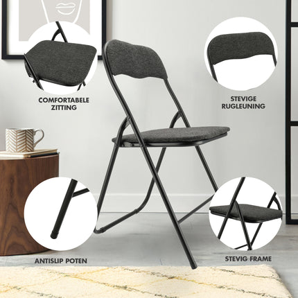 Lot de 4 chaises pliantes noires - Chaises d'appoint compactes et robustes - Chaises de table à manger jusqu'à 100 kg de capacité de charge