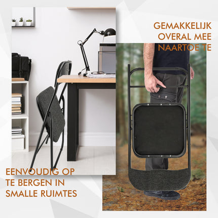 Lot de 4 chaises pliantes noires - Chaises d'appoint compactes et robustes - Chaises de table à manger jusqu'à 100 kg de capacité de charge