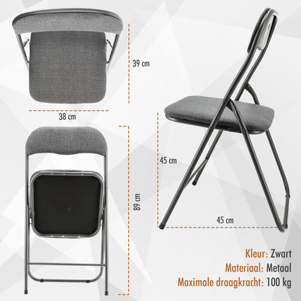 Set van 2 Opklapbare Stoelen - Compact en Lichtgewicht - Grijze Stoelen voor Binnen en Buiten