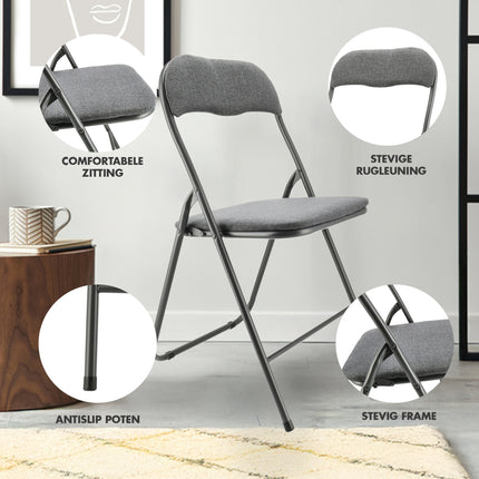 Set van 2 Opklapbare Stoelen - Compact en Lichtgewicht - Grijze Stoelen voor Binnen en Buiten