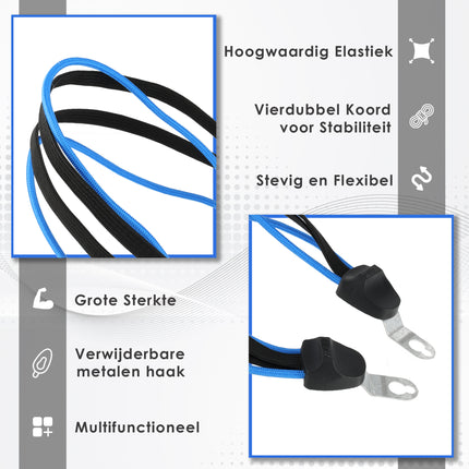 Snelbinders Fiets 60cm Ø8mm met Haak – 2-Armige Elastische Bagagebinder – Voor Bagagedrager Achter