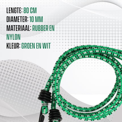 Snelbinders Fiets 2 Stuks 80cm Ø8mm – Spinbinder Groen – Snelbinders met Haak – Fietsbinders voor Bagagedrager Achter – Bagagebinder Fiets – Beste Fietsaccessoires