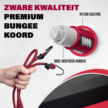 Snelbinders Fiets 4 Stuks 80cm Ø8mm – Spinbinder Rood Assorti – Snelbinders met Haak – Fietsbinders voor Bagagedrager Achter