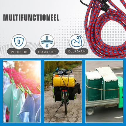 Snelbinders Fiets 4 Stuks 80cm Ø8mm – Spinbinder Rood Assorti – Snelbinders met Haak – Fietsbinders voor Bagagedrager Achter
