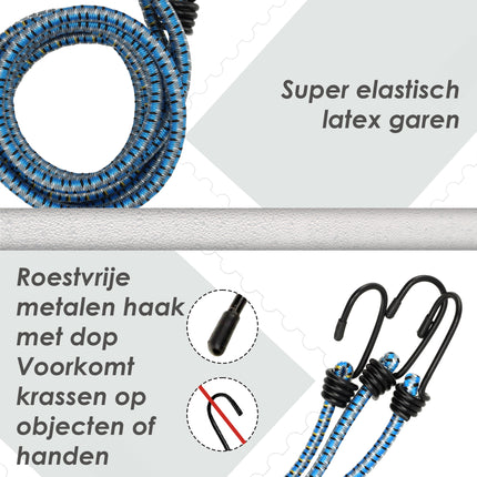Snelbinders Fiets – 3 Stuks 80cm Ø8mm – Snelbinders met Haak voor Bagagedrager Achter – Fiets Snelbinders Elektrische Fiets