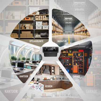 Stapelbak Magazijnbak XL Zwart - 59x37x35 cm - Stevige Stapelbare Box voor Magazijn, Schuur & Voedselopslag