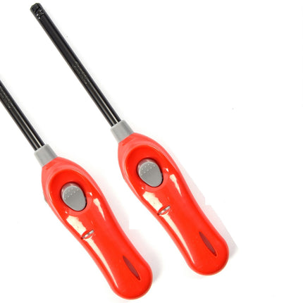 Aansteker met kinderbescherming - Barbecue aansteker - Pakket van 2x stuks BBQ aanstekers navulbaar| A Kwaliteit |Kinderbescherming/Kinderslot |2x Rood| 26 cm
