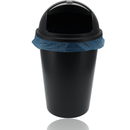 Prullenbakken Set van 2 - 50L & 25L Zwart - Schuifklep met Deksel - Keuken & Kantoor