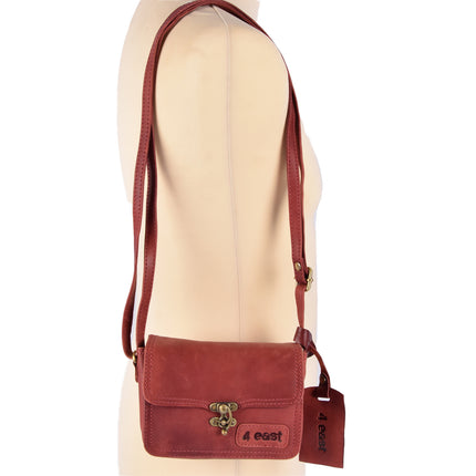 Tasje | 12m*17cm | Handtasje | 3vakjes | Leren tas dames | Bordeaux | Crossbody tas | Echte Leer
