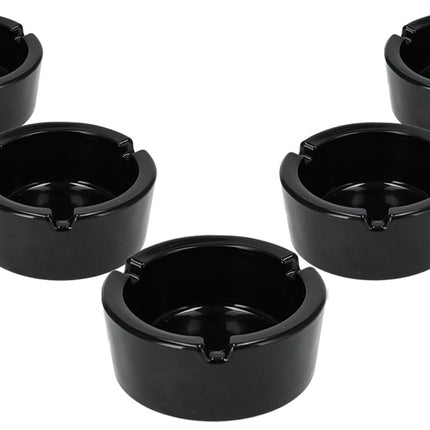 Glazen Asbak 8.5cm - Zwart | Set van 5 | Ronde Asbak voor Binnen & Buiten | Goedkope Sigaretten Asbak