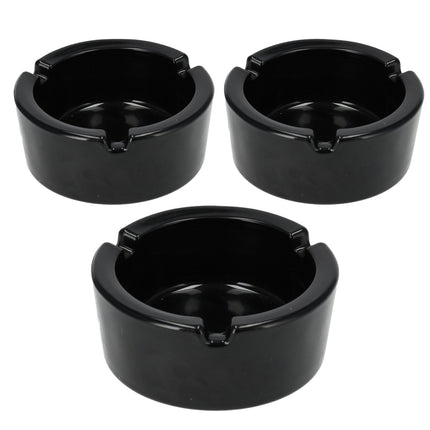 Glazen Asbak 8.5cm | Set van 3 | Ronde Asbak in Zwart | Goedkope Tafelaccessoires voor Rokers 