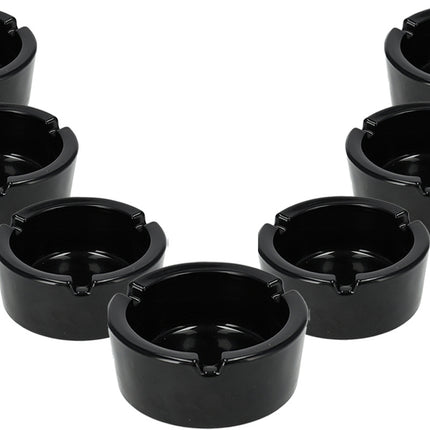 Horeca Asbak van Glas - Dia 8.5cm Rond - Zwart | Set van 7 | Asbak voor Binnen & Buiten | Essentieel Rookwaren