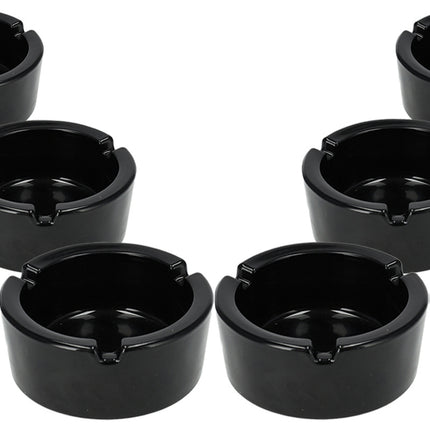 Asbak van Glas - Dia 8.5cm - Zwart | Set van 6 | Ronde Asbak voor Binnen & Buiten | Sigaretten Asbak voor Rokers