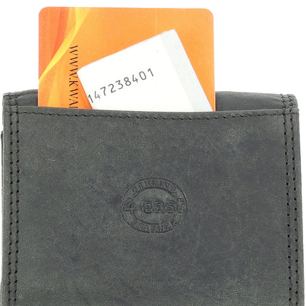 Dubbele Overslag Kleine Portemonnee | Unisex - RFID Anti Skim | Portefeuille Kleingeld | 2 Pasjeshouder, Muntvak & Biljetvak | 9x7x2cm - Zwart 