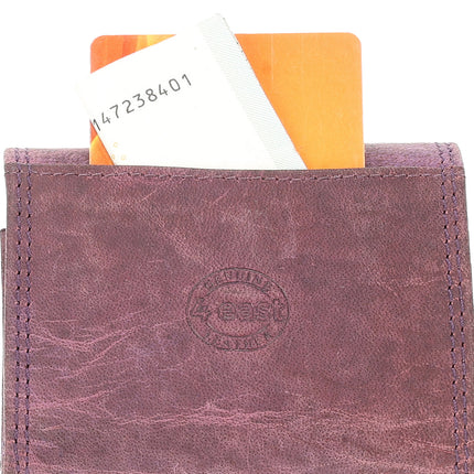 Overslag Portemonnee met Dubbele Kleppen | Dames & Heren | RFID Bescherming | Unisex Portefeuille in Paars | 2 Pasjeshouder, Bil & Muntvak | 9x7x2cm 
