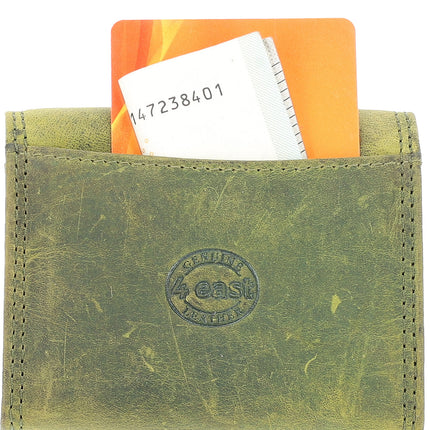 Overslag Portemonnee Dames & Heren | Met Dubbele Kleppen | RFID Bescherming | Olive Unisex Portefeuille | 2 Pasjeshouder, Bil & Muntvak | 9x7x2cm 
