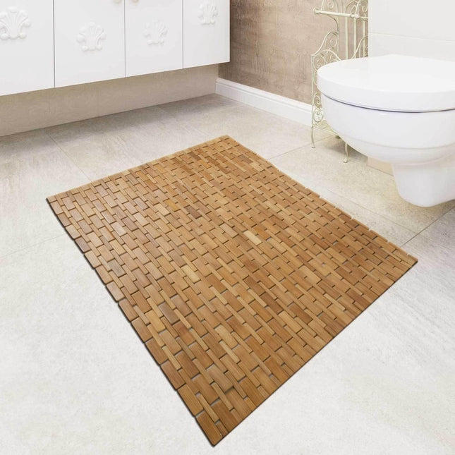 Badmat bamboe - douchemat - badkamer mat - antislip - oprolbaar - 50 x 77,5 cm cm Naturel