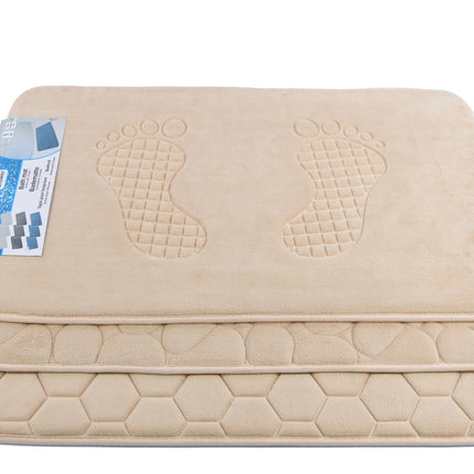 Badmat & WC Mat Set -Douche mat set - Crème 80cm x 50cm - badmat set 3-delig - Soft Foam - Extra Zacht - FOAM 