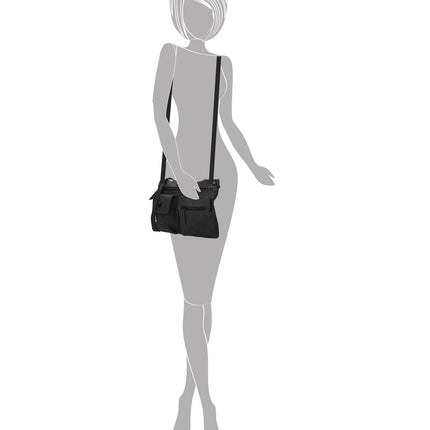 Stijlvolle Zwarte Schoudertas Dames - Bicky Bernard - Compact en Praktisch - Polyester - 5 Vakken - Crossbody Tas