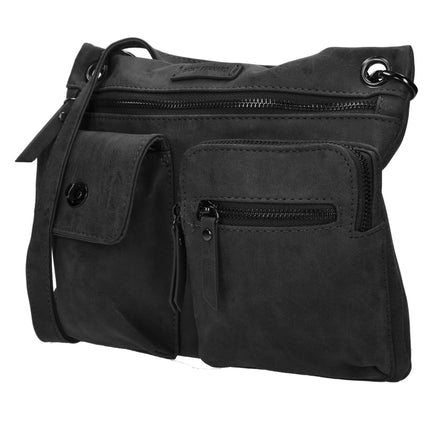 Stijlvolle Zwarte Schoudertas Dames - Bicky Bernard - Compact en Praktisch - Polyester - 5 Vakken - Crossbody Tas