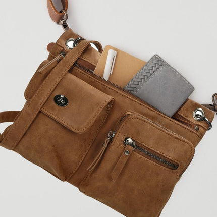 Elegante Camelkleurige Damestas - Bicky Bernard - 26x3x21cm - PU - Schoudertas – Crossbodytas