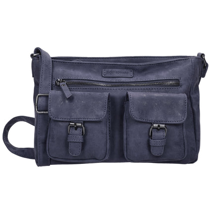 Dames Schoudertas Navy - Bicky Bernard - Stoere Crossbody Tas met Dubbele Ritssluiting & Magneetsluiting - Ruim Hoofdvak & Voorvakjes - Verstelbare Schouderband - Ideaal voor Reizen & Dagelijks Gebruik