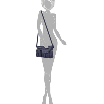 Dames Schoudertas Navy - Bicky Bernard - Stoere Crossbody Tas met Dubbele Ritssluiting & Magneetsluiting - Ruim Hoofdvak & Voorvakjes - Verstelbare Schouderband - Ideaal voor Reizen & Dagelijks Gebruik