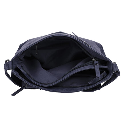 Dames Schoudertas Navy - Bicky Bernard - Stoere Crossbody Tas met Dubbele Ritssluiting & Magneetsluiting - Ruim Hoofdvak & Voorvakjes - Verstelbare Schouderband - Ideaal voor Reizen & Dagelijks Gebruik