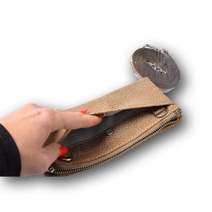 Dames portemonnee | 10cm*18.5cm*3cm | Geldbeurs | Beige | Leren portemonnee | Portefeuille | Met ritssluiting