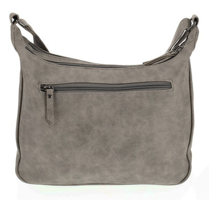 Bicky Bernard Omhang Schoudertas Ritsvakjes Trendy Tas grijs - Mid-Grey - Schoudertas dames