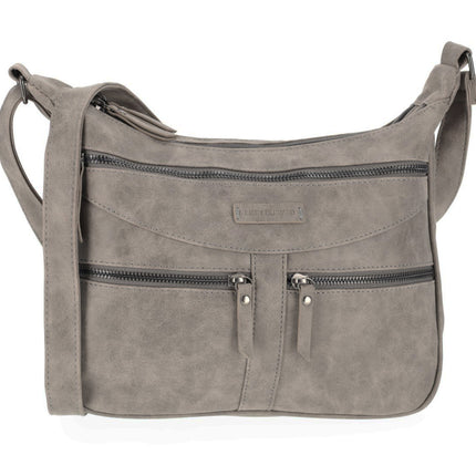 Bicky Bernard Omhang Schoudertas Ritsvakjes Trendy Tas grijs - Mid-Grey - Schoudertas dames