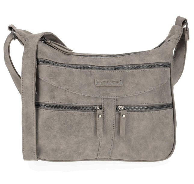 Bicky Bernard Omhang Schoudertas Ritsvakjes Trendy Tas grijs - Mid-Grey - Schoudertas dames
