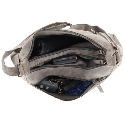 Bicky Bernard Omhang Schoudertas Ritsvakjes Trendy Tas grijs - Mid-Grey - Schoudertas dames