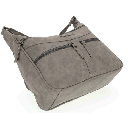 Bicky Bernard Omhang Schoudertas Ritsvakjes Trendy Tas grijs - Mid-Grey - Schoudertas dames