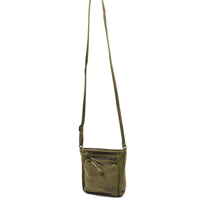 Bicky Bernard Schoudertas Olive met 5 ritsen - tas - tassen - schoudertas dames - handtas - Olive schoudertas - schoudertas meiden -