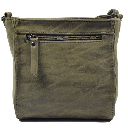 Bicky Bernard Schoudertas Olive met 5 ritsen - tas - tassen - schoudertas dames - handtas - Olive schoudertas - schoudertas meiden -