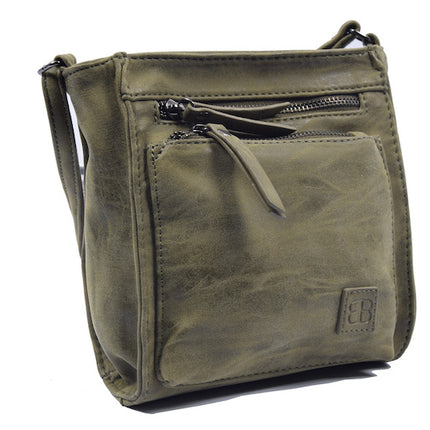 Bicky Bernard Schoudertas Olive met 5 ritsen - tas - tassen - schoudertas dames - handtas - Olive schoudertas - schoudertas meiden -