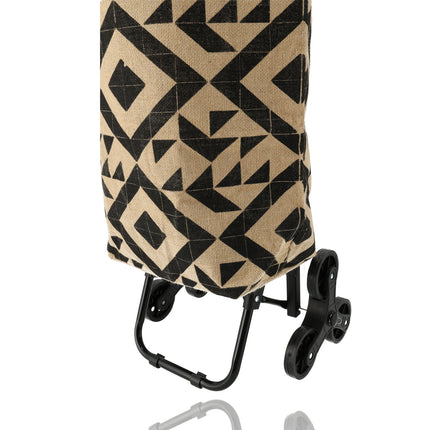 Opvouwbare Boodschappentrolley Jute met Wielen 33L - Boodschappentas met Wieltjes - Ideaal voor Trappen - L92 x B32,5 x H41cm