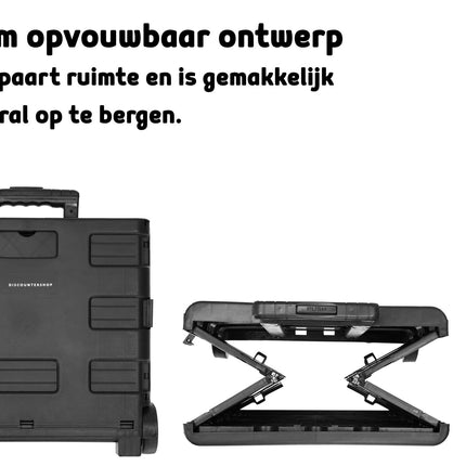 Opvouwbare Trolley met Ergonomisch Handvat en Lichtgewicht Ontwerp | Kunststof  | Zwarte Opvouwbare Bagagewagen tot 25kg Capaciteit