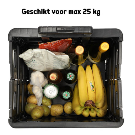 Opvouwbare Trolley met Ergonomisch Handvat en Lichtgewicht Ontwerp | Kunststof  | Zwarte Opvouwbare Bagagewagen tot 25kg Capaciteit