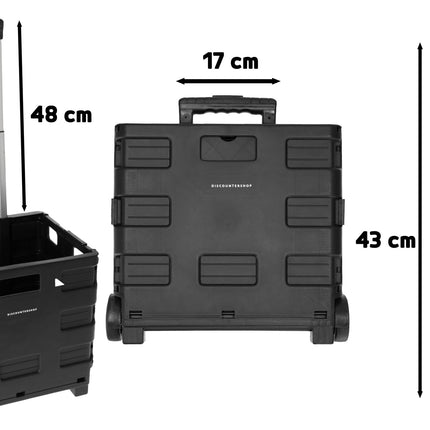 Opvouwbare Trolley met Ergonomisch Handvat en Lichtgewicht Ontwerp | Kunststof  | Zwarte Opvouwbare Bagagewagen tot 25kg Capaciteit