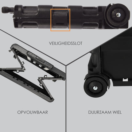 Opvouwbare Trolley met Ergonomisch Handvat en Lichtgewicht Ontwerp | Kunststof  | Zwarte Opvouwbare Bagagewagen tot 25kg Capaciteit