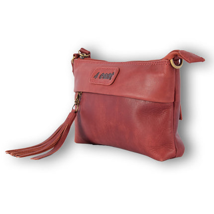 Handtasje | 13cm*20cm | Tasje | Bordeaux & Rood | Echte Leer | Leren tas dames