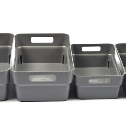 Bakjes Opbergbak Kunststof| Gereedschapsbak 2x 6L + 2x7L | Grijs Recycled