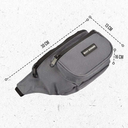 Unisex Heuptasje Voor Telefoon | Crossbody Wandeltasje Voor Dames en Heren | Grijs | Nylon | 13cm x 30cm | Buiktasje met 3 Vakken | Heuptasje Voor Reizen Wandelen en Sport 