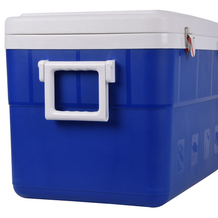 Blauwe Draagbare Camping Koelbox - 45L - Kunststof - Inclusief Deksel - Met Handgrepen - Anti-slip - 50x38x39cm