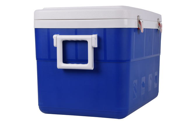 Blauwe Draagbare Camping Koelbox - 45L - Kunststof - Inclusief Deksel - Met Handgrepen - Anti-slip - 50x38x39cm
